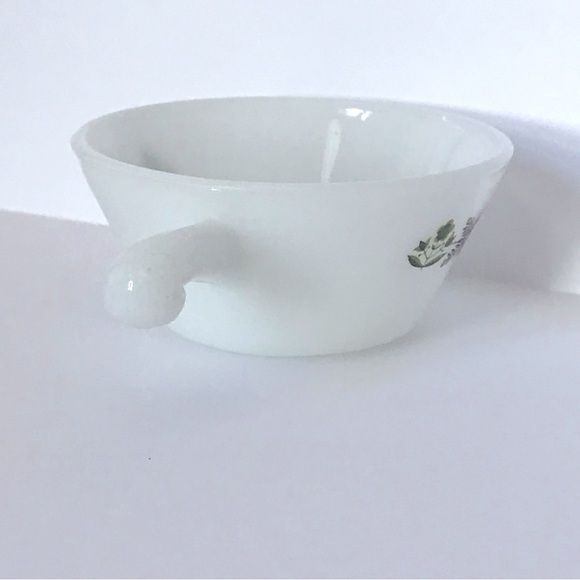 Anchor Hocking Fire King Milk Glass Meadow Green Bar Handle Soup Bowl 70s - Picture 3 of 12
